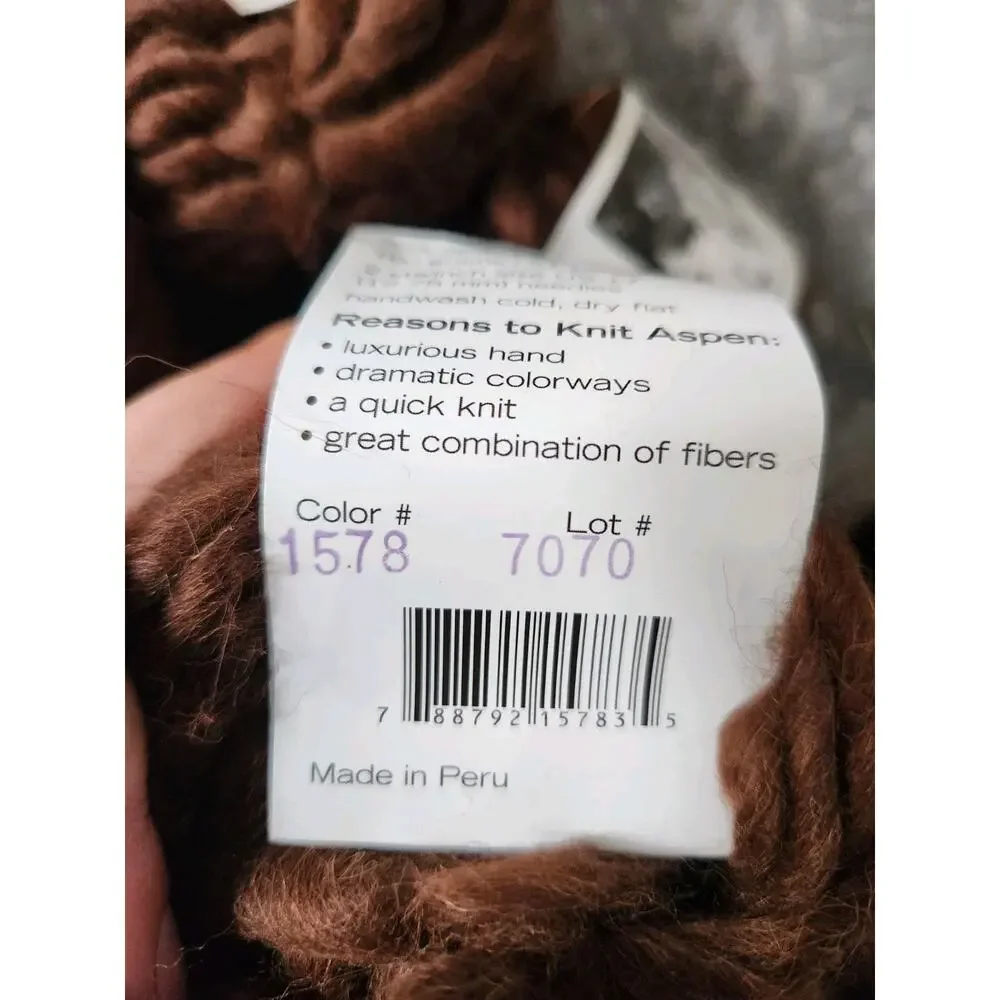 Classic Elite Aspen Yarn Lot 4 Skeins Super Bulky Alpaca Wool Brown Knit Crochet